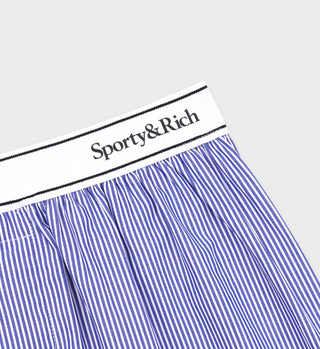 Serif Logo Boxer - White/Blue Stripe