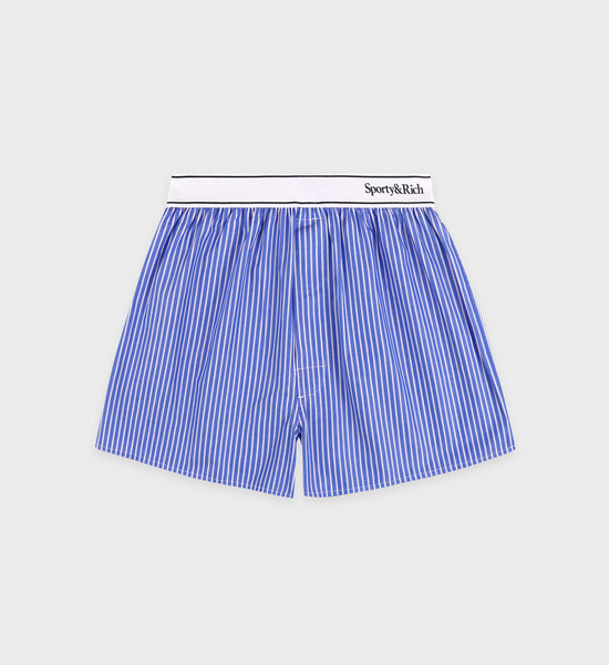 Serif Logo Boxer - Blue Striped