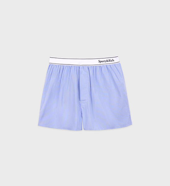 Boxer short Serif Logo - Bleu/Blanc Rayé