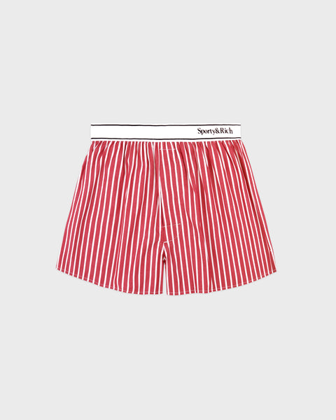 Serif Logo Boxer - Ruby Stripe