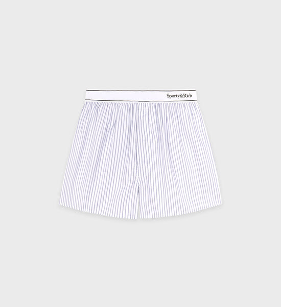 Serif Logo Boxer - White/Navy Striped