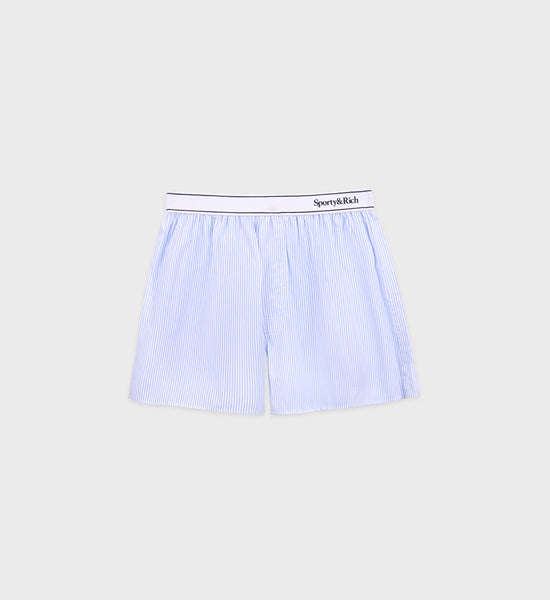 Serif Logo Boxer Shorts - White/Light Blue Striped