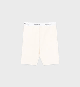 Serif Logo Ribbed Biker Short - Cream