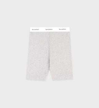 Serif Logo Ribbed Biker Short - Heather Gray