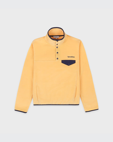 Serif Logo Buttoned Polar Sweatshirt - Custard/Light Navy