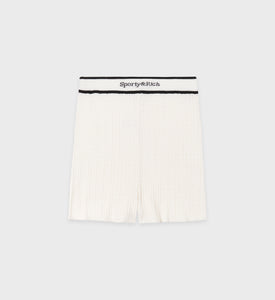 Serif Logo Cableknit Biker Short - Off White