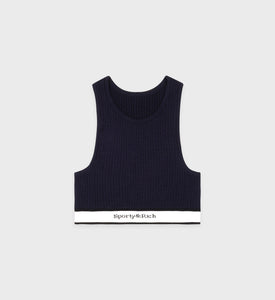 Serif Logo Cableknit Tank - Navy