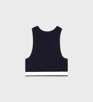 Serif Logo Cableknit Tank - Navy