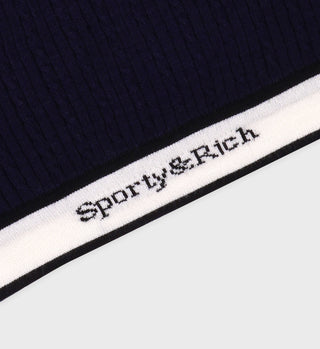 Serif Logo Cableknit Tank - Navy