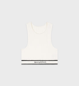 Serif Logo Cableknit Tank - Off White