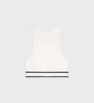 Serif Logo Cableknit Tank - Off White