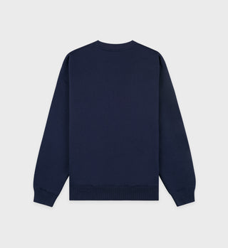 Serif Logo Crewneck - Navy/White