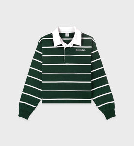 Polo Rugby Court Serif Logo - Forêt/Blanc