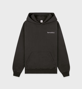 Hoodie Serif Logo - Noir Délavé/Blanc