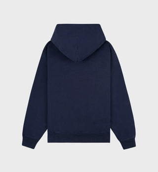 Hoodie Serif Logo - Marine/Blanc