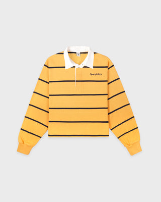 Serif Logo Rugby Polo - Faded Gold/White/Navy