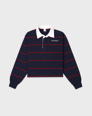 Serif Logo Rugby Polo - Navy/White/Merlot