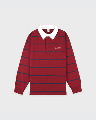 Serif Logo Rugby Polo Men - Merlot/White/Dark Navy