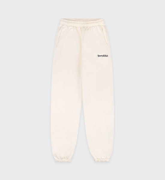 Serif Logo Sweatpant - Cream/Navy