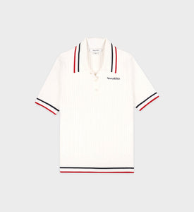 Polo mini câble Serif Logo - Blanc Cassé/Marine/Rouge