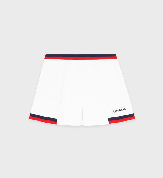 Serif Logo Mila Skirt - White/Navy/Fire Red
