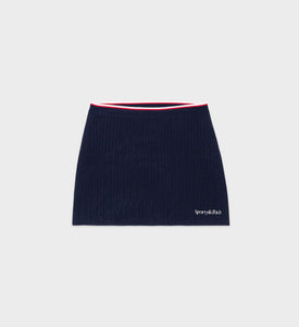 Serif Logo Mini Cable Skirt - Navy/Off White/Red