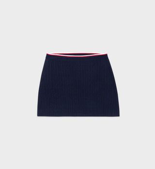 Serif Logo Mini Cable Skirt - Navy/Off White/Red