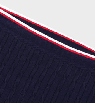 Serif Logo Mini Cable Skirt - Navy/Off White/Red