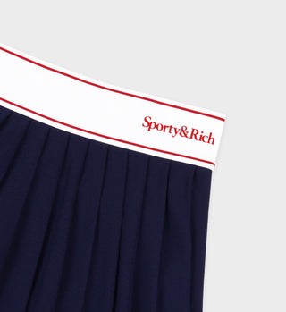 Serif Logo Pleated Skirt - Navy/White/Red