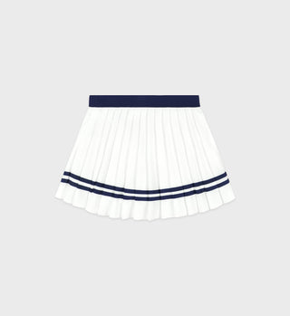 Serif Logo Pleated Skirt - White/Navy