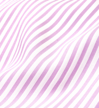The Serif Logo Pyjama Shirt features lilac and white diagonal stripes on cotton poplin for a wavy optical effect—perfect for pyjama shirts. Made in Portugal.