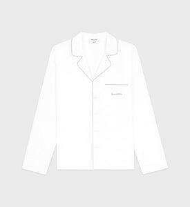 Serif Logo Pyjama Shirt - White/Lilac