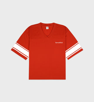Serif Logo Mesh Jersey - Sports Red/White