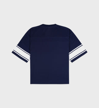 Serif Logo Mesh Jersey - Navy/White