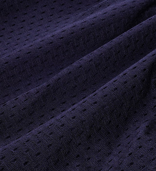 Serif Logo Mesh Jersey - Navy/White