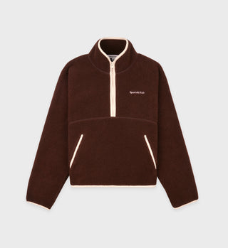 Serif Logo Sherpa Quarter Zip - Chocolate/Cream