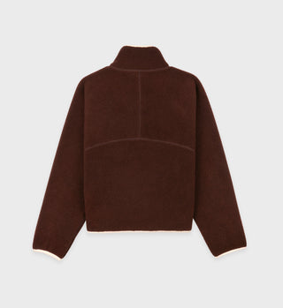 Serif Logo Sherpa Quarter Zip - Chocolate/Cream