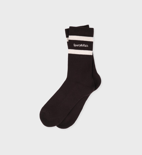 Serif Logo Socks - Chocolate/Cream