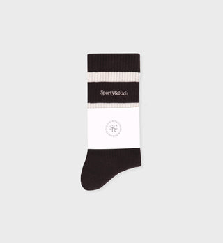 Serif Logo Socks - Chocolate/Cream