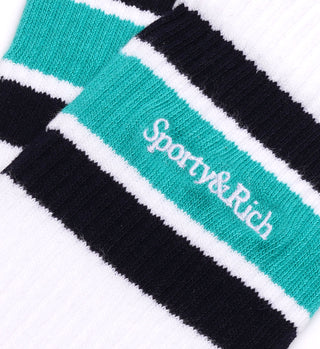 Serif Logo Socks - White/Aquamarine