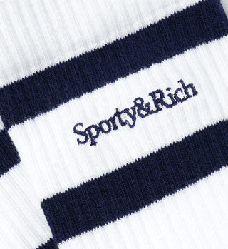 Serif Logo Socks - White/Navy