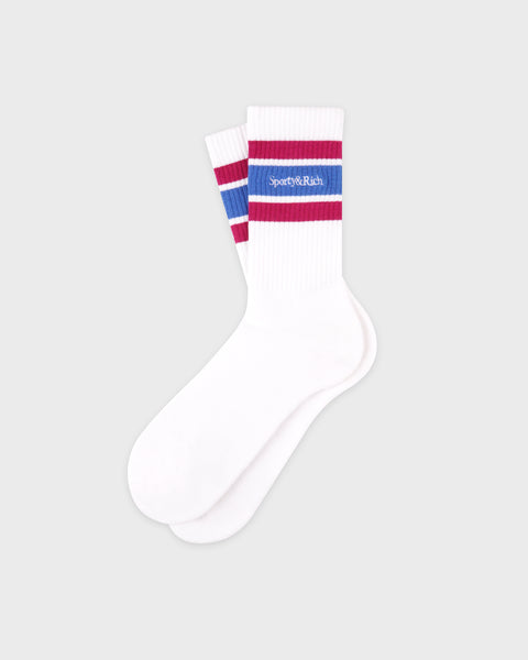 Serif Logo Socks - White/Berry/Azure
