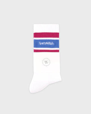 Serif Logo Socks - White/Berry/Azure