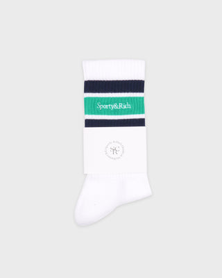 Serif Logo Socks - White/Spring Green/Light Navy