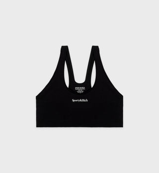 Serif Logo Sport Bra - Black/White