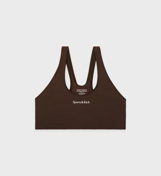 Brassière sport Serif Logo - Chocolat/Blanc