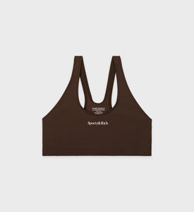 Brassière sport Serif Logo - Chocolat/Blanc