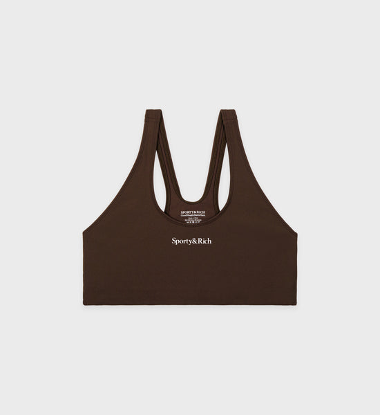 Brassière sport Serif Logo - Chocolat/Blanc