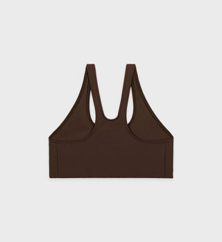 Serif Logo Sport Bra - Chocolate/White