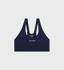 Serif Logo Sports Bra - Navy/White